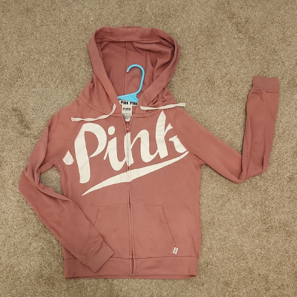 Pink Victoria's Secret Hoodie - Mauve and White - Picture 1 of 2